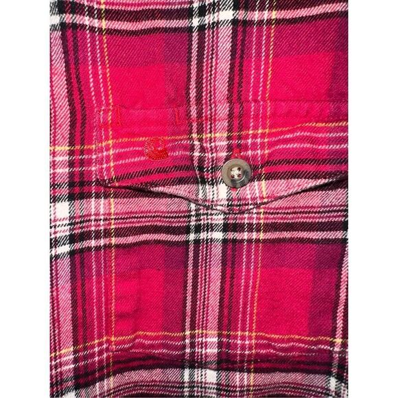 Carhartt Womens Size Large 12/14 Red Plaid Flannel 2 Pockets Long Sleeve Shirt - Picture 2 of 4